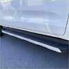 Silver and black side step running board for mazda bt-50 2012-2020 with textured ribbed grip surface