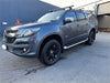 Dark gray metallic chevrolet colorado double cab with black wheels and side step running board oem style 2012-2020