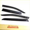 Black glossy plastic side visor wind deflector for Toyota Hilux KUN26 2005-2015 shown from the back side