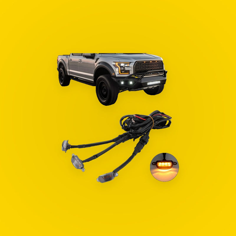 Smoked Lens Amber LED Grille Lights for Ford F-150 Raptor (2015-2020)