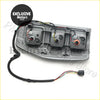 Backside of a gray plastic smoked tail light assembly with three housings and black wiring for ford ranger px 2011-2018