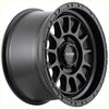 Black matte finish sniper ballistic alloy wheel with rugged multi spoke design and infer wheels logo at center