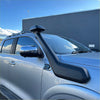 Black plastic snorkel mounted on the roof of a silver gwm cannon pickup truck 2019-2024 model