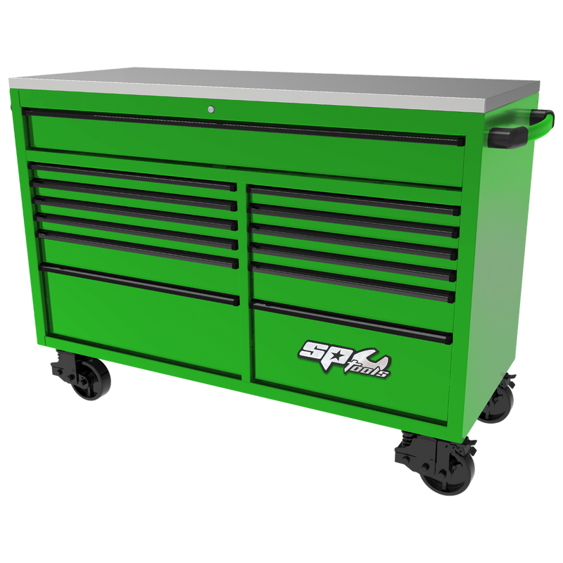 SP Tools 59in. 13 Drawer USA Sumo Rollercab Green/Black