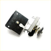 Black rectangular door lock mechanism with white keyhole cover and metal spring for toyota hilux 1988-1997 spare wheel carrier back side