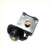 Backside of black and gold metal spring loaded latch for spare wheel tire carrier on toyota hilux 1997-2005