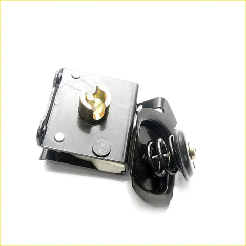 Black metal door latch with gold screw and spring for spare wheel tire carrier toyota hilux 1997-2005 back side