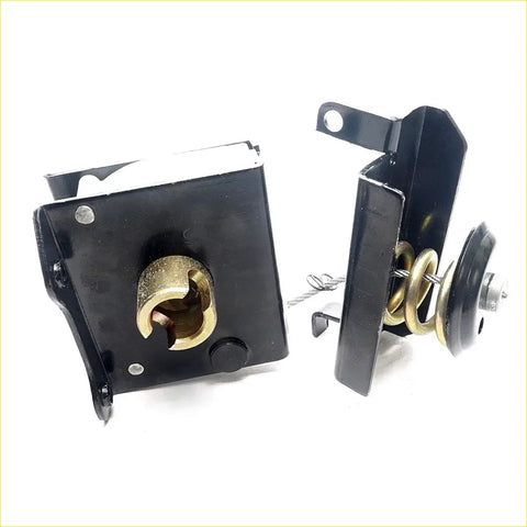 Black metal door lock mechanism with brass keyway and spring for toyota hilux spare wheel tire carrier back side