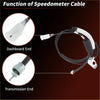 Black speedometer cable with white and black sleeves for Toyota 4Runner pickup featuring translucent connector and metal end