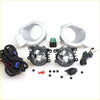 Pair of black spot fog light assemblies with silver mounting rings and wiring harnesses for ford ranger t6 xl wildtrak 2012-2015