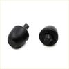 Black rubber earplugs with smooth rounded design and tapered ends for spring bumper upper set mazda familia 1967-1977