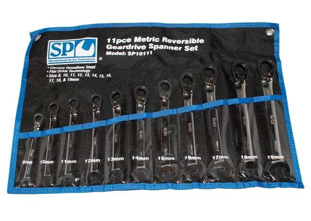 SP Tools Spanner Set Reversible Geardrive Metric 11Pc