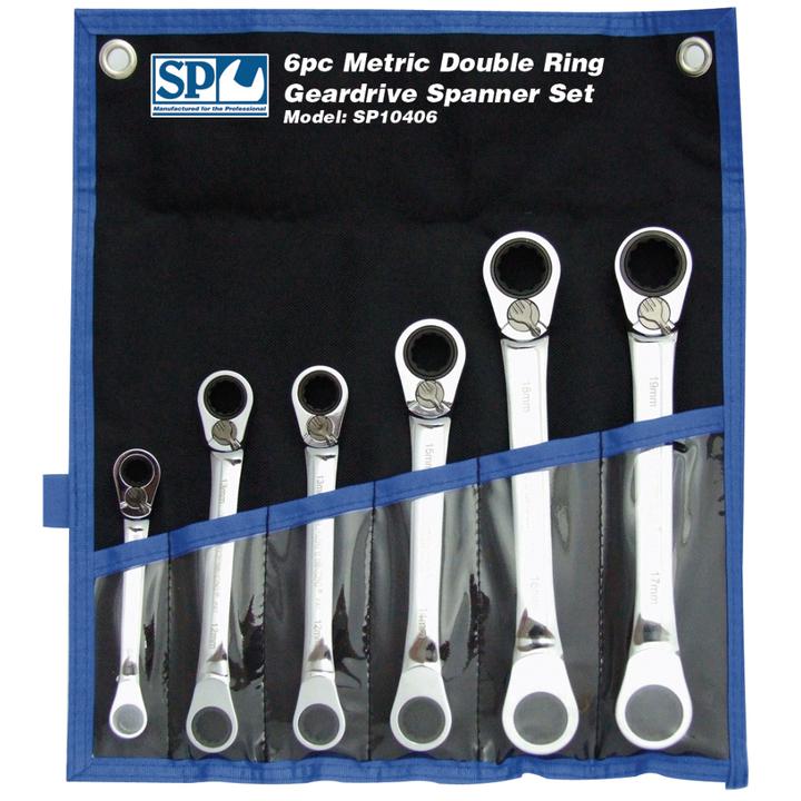 SP Tools Spanner Set Double Ring Geardrive Metric 6Pc