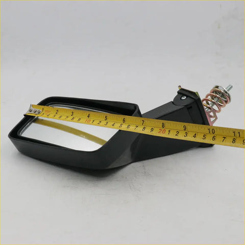 Black plastic square fender car side mirror with metallic spring mount for nissan datsun 620 ute 1960-1983 backside view
