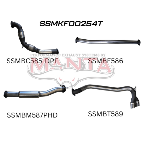 Manta Ford PX2 Ranger 3in Turbo Back With Cat & Hotdog,