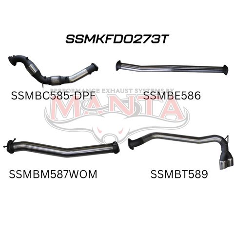 Manta Ford PX2 Ranger 3in Turbo Back With Cat & Without