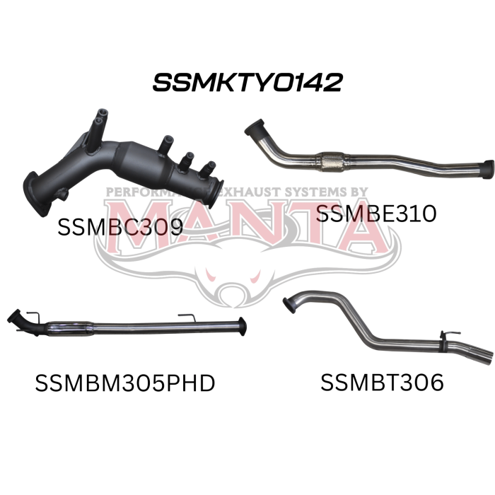 Manta Hilux GUN126R 2.8L Turbo Back 3in Hotdog With Cat