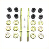 Two greenish-yellow metal stabilizer link rods with black rubber bushings for nissan navara d21 king cab 1985-1997