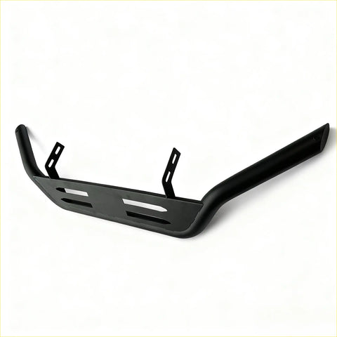 Black matte stainless steel nudge bar for toyota hilux 2012-2015 with integrated mounting brackets and slotted design