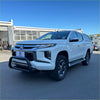 White mitsubishi triton pickup with a black stainless steel nudge bar and chrome accents 2019-2023 medium size