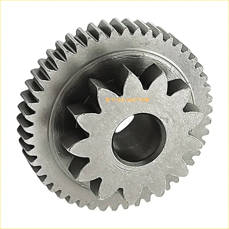 Silver metallic starter idler gear reduction with star-shaped cutout for suzuki quadrunner 250 atv