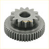 Silver metallic starter idler gear reduction with two interlocking gears for suzuki quadrunner 250 atv
