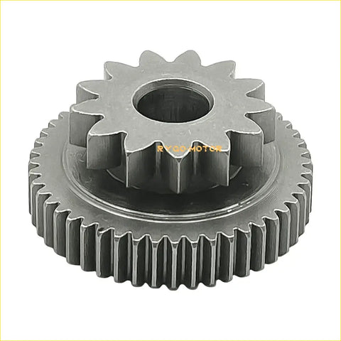 Silver metallic starter idler gear reduction with interlocking star shaped and uniform teeth gears for Suzuki Quadsport Z250