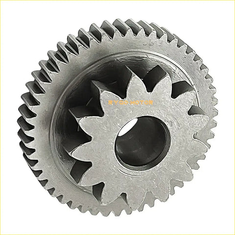 Silver metallic starter idler gear with star-shaped cutout and teeth for suzuki quadsport z250 gear reduction