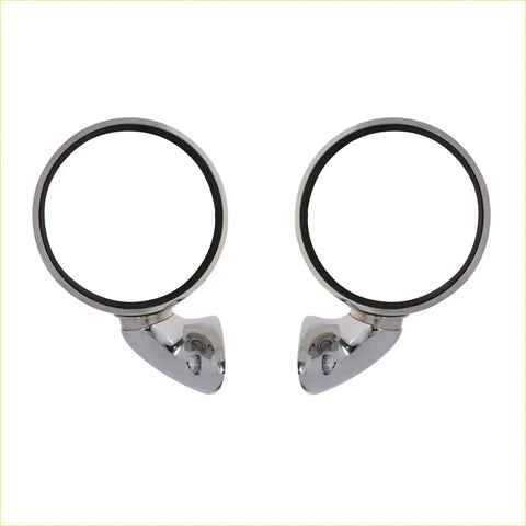 Pair of chrome steel fender mirrors with black rubber bezels for nissan datsun sunny 1966-1982 side view