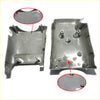 Gray plastic steering column cover for Toyota Hilux 1988-1997 with molded mounting posts and embossed serial numbers backside view
