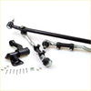 Black and silver metal steering drag link kit with ball joints and control arms for nissan big-m np300 1997-2000