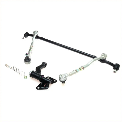 Black and silver metal steering drag link kit for Nissan NP300 1997-2000 with various linkage components