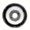 Black and silver steering wheel boss kit with molded plastic and threaded shaft for Mazda 626 Telstar 1978-1998
