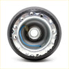 Black rubber-coated steering wheel boss kit hub with metallic ring and blue wiring for mazda b-series 1961-2006