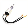 Silver cylindrical ignition coil with black wiring and gold terminals for nissan datsun caravan urvan e23 stop light brake switch