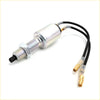Silver cylindrical ignition coil with threaded metal body and black wires with gold connectors for nissan datsun caravan urvan stop light brake switch
