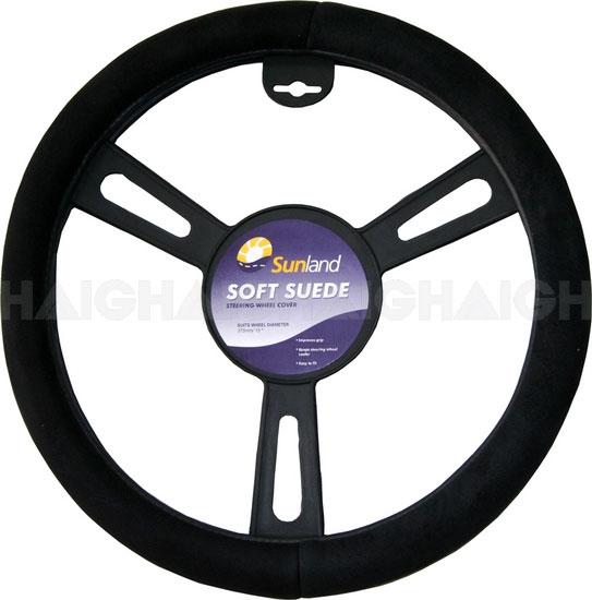 Sunland Steering Wheel Cover 15" Suede-Look Black - SWC20B
