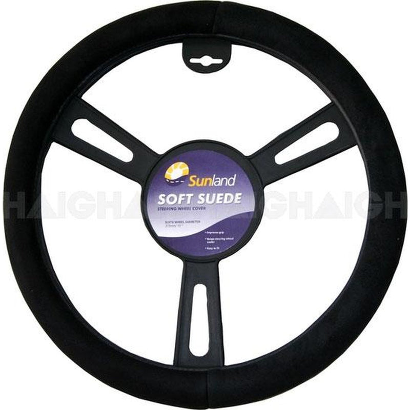 Sunland Steering Wheel Cover 16" Suede-Look Black - SWC40B
