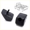 Black rubber truck bed corner protectors for nissan datsun 720 tailgate bumper stop 1979-1986 shown from back side
