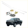 Silver and gold metal tailgate lock control link with curved latch bar for toyota hilux revo 2015-2024 back side