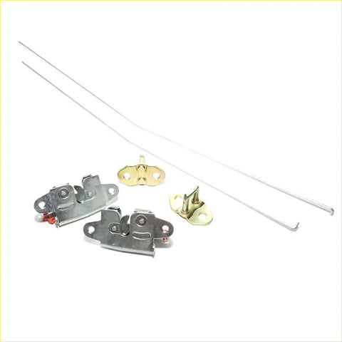 Set of two silver and gold-toned metal tailgate lock control link latches with strike plates for toyota hilux 2015-2023