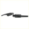 Black plastic tail gate lock handle lh with integrated grips and mounting hardware for toyota hilux rn32-48 1978-1983