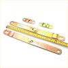 Back side of yellow and pink metallic tail gate side link lock gold with central pivot for Toyota Hilux RN85 RN90 RN105