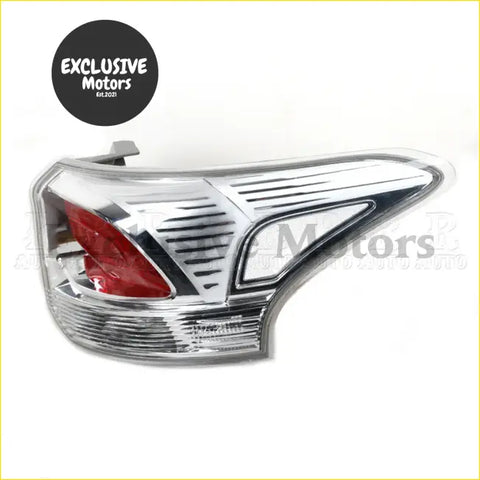 Chrome finished tail light assembly for mitsubishi outlander 2013 2015 with sleek red and clear lens sections