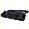 Black plastic underbody panel shown from back side with molded contours and mounting points for land rover defender tail light left