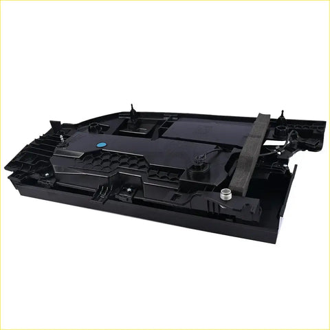 Black plastic underbody panel shown from back side with molded contours and mounting points for land rover defender tail light left