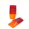 Red and orange dual-color plastic tail light lens set for mazda b1800 proceed courier 1971-1978 shown from back side