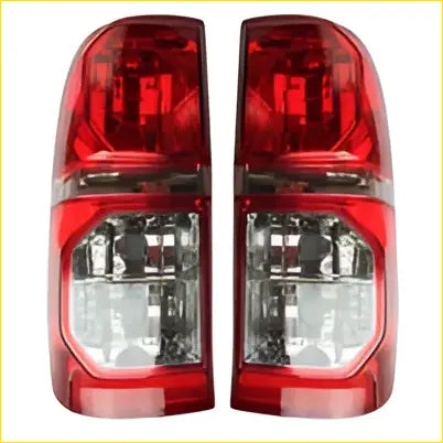 Back side of red taillights with clear lens and led lighting for toyota hilux sr sr5 vigo 2005-2015 1 pair