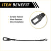 Black plastic seat belt anchor connector with looped end and rectangular clip for toyota tacoma tailgate support cables
