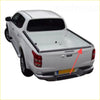 Back of white toyota hilux 2021 with textured black tailgate cover and closed tonneau bed cover